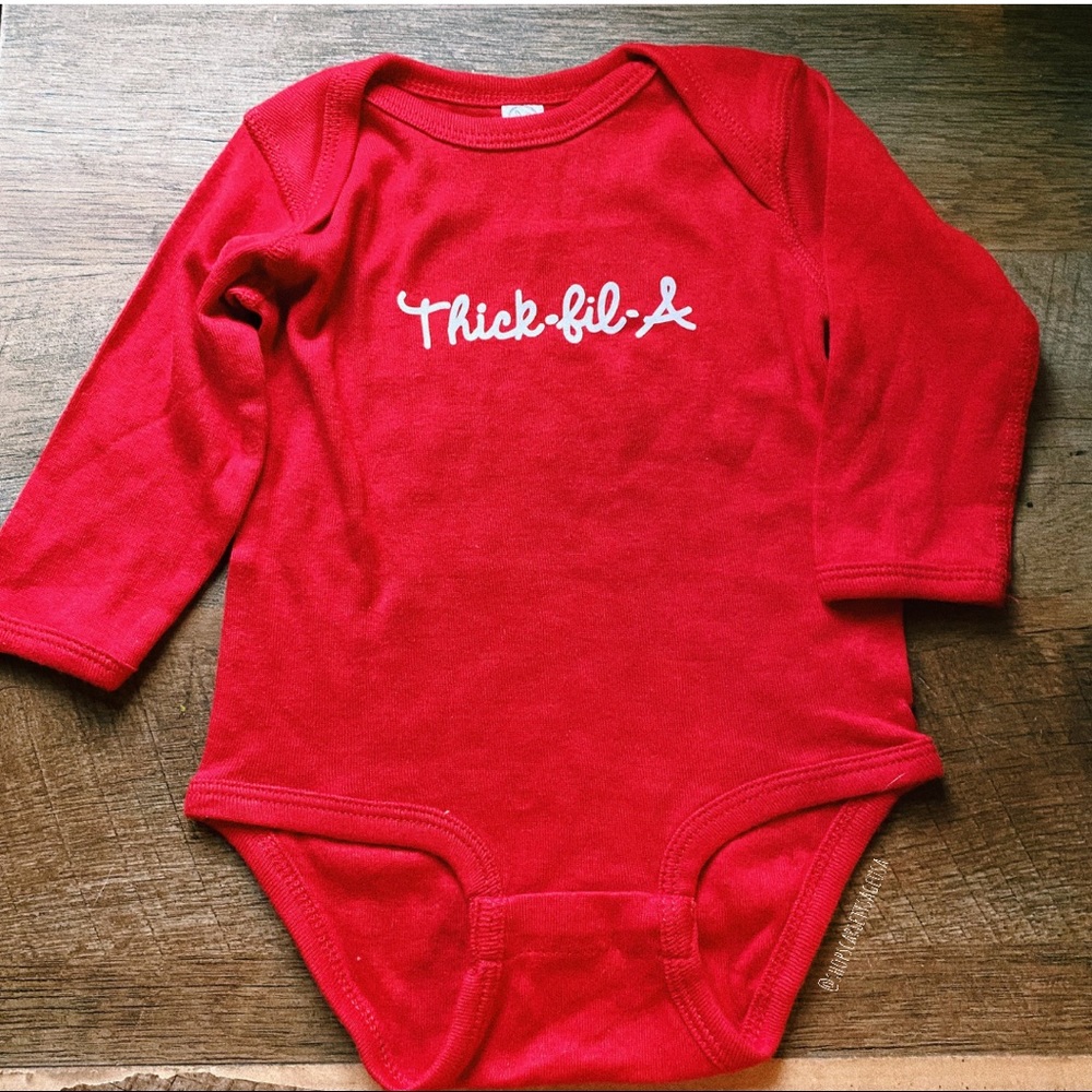 Thick-fil-A Red Baby Long Sleeve Onesie
